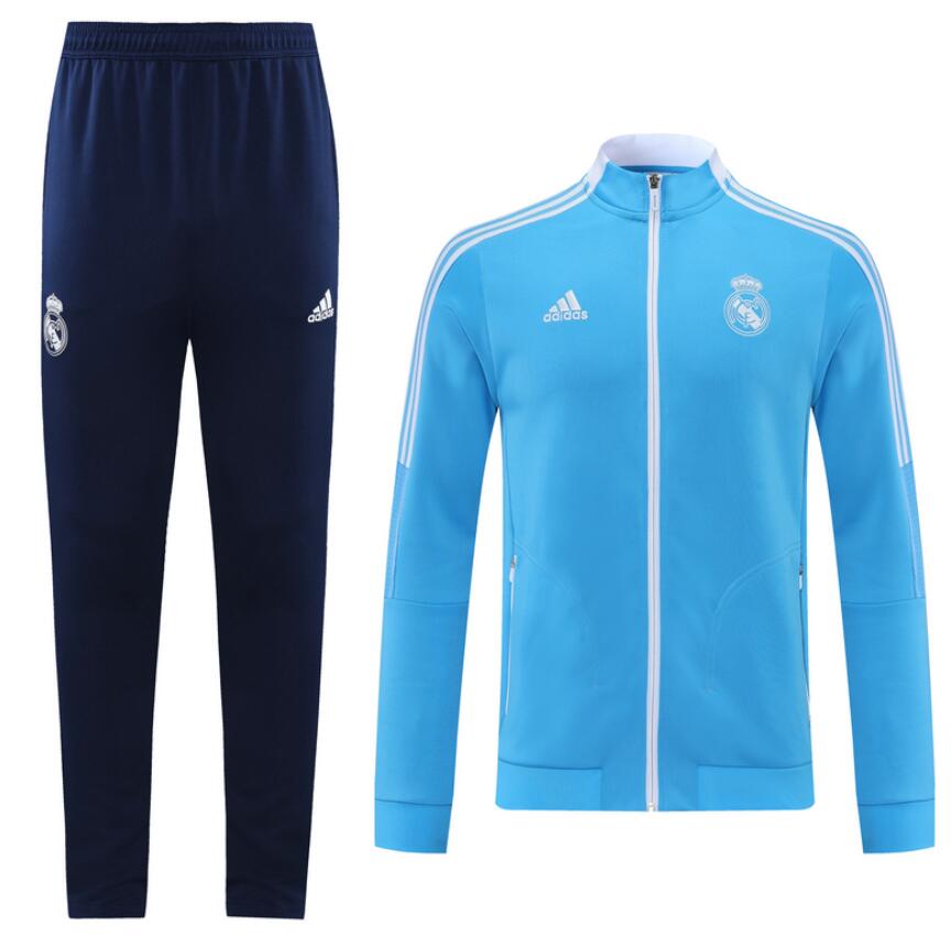 2021/22 Real Madrid Blue Training Kits Jacket with Pants